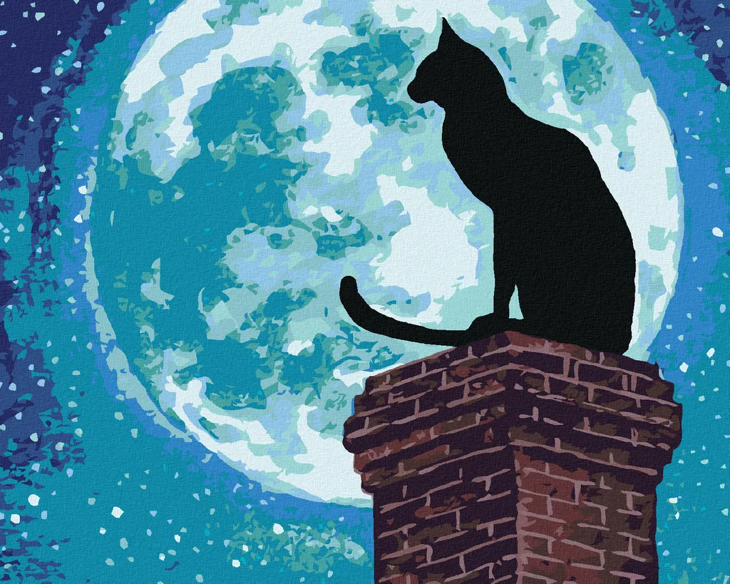 Zuty Diamond Painting Gatto e Luna Piena 40x50 - Idea Regalo Natale