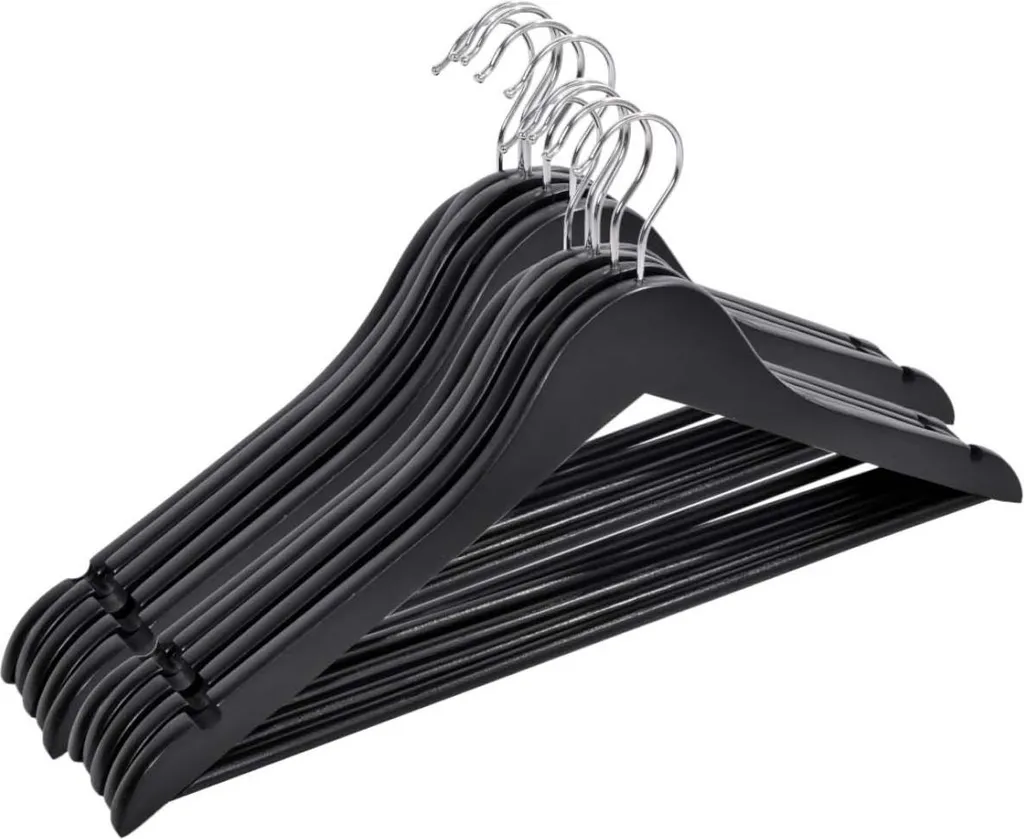 Appendiabiti Legno Nero RONDO Set 30 Pezzi - Grucce Salvaspazio per Armadio