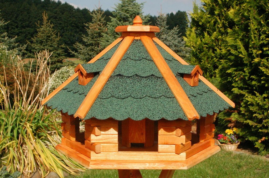 XXXL Premium Vogelhaus 70x45cm mit/ohne Solar/Ständer Futterhaus Vogelvilla WoW: Grün + Solar Farbe: Grün + Solar