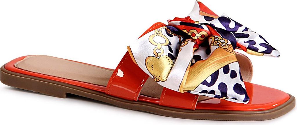topschuhe24 2124 Damen Pantoletten Sandalen Schleife, Farbe:Orange, Größe:39 EU
