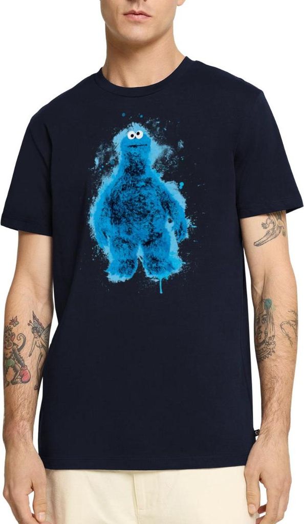 Spreadshirt Sesamstraße Krümelmonster Farbspritzer Männer Premium T-Shirt, 3XL, Navy