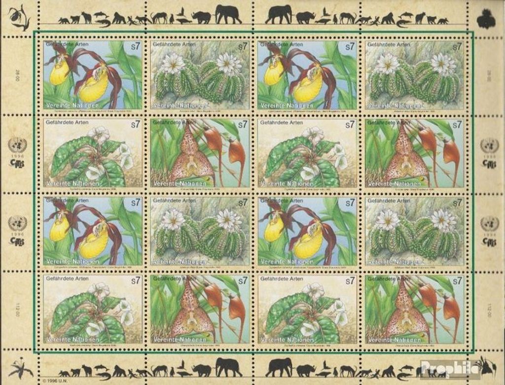 Briefmarken UNO - Wien 1996 Mi 205-208Klb Kleinbogen (kompl.Ausg.) postfrisch Gefährdete Pflanzen