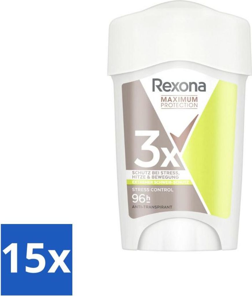 Rexona - Deodorant Stick - Maximum Protection Stress Control Dry - Gegen Stressschweiß - 45 ml - Vorteilspack - 15 Stücke