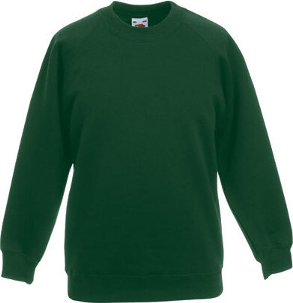 Fruit of the Loom - Kids Raglan Sweat - Bottle Green - 140