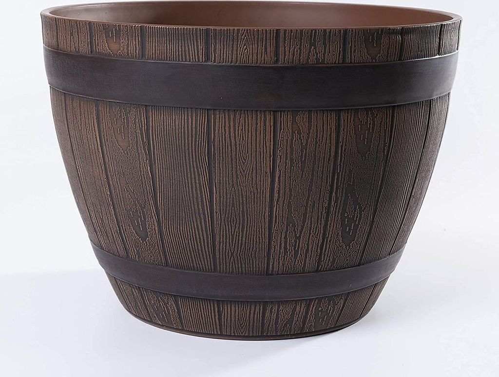 Jinfa 1 Blumenkübel aus Kunststoff in Holzoptik | Farbe: Produktbild 