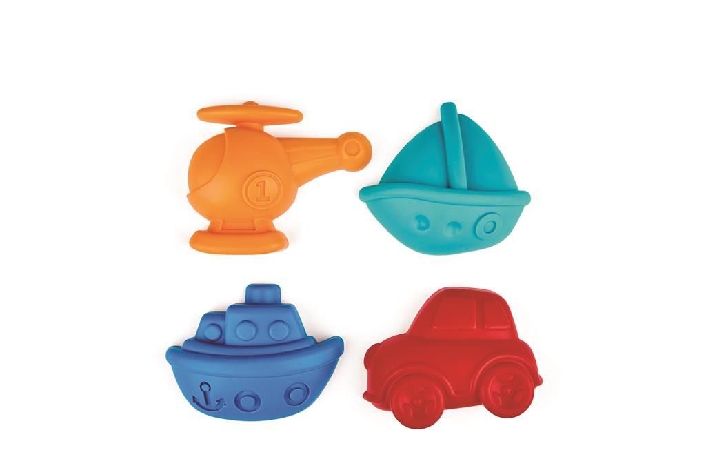 Hape 4 Sandformen 14x13cm Fahrzeuge Produktbild 