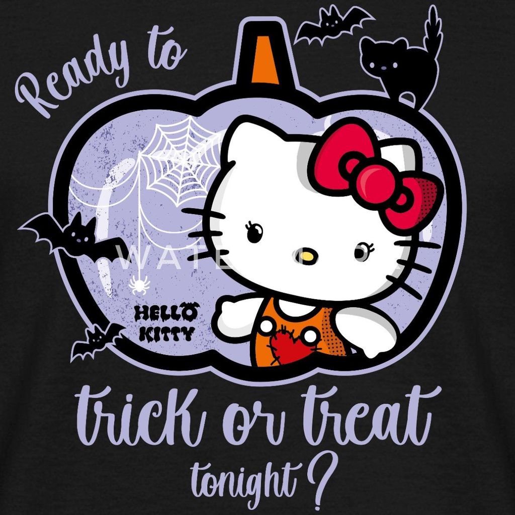 Spreadshirt Hello Kitty Halloween Süßes Oder Saures Männer T-Shirt, XXL, Schwarz