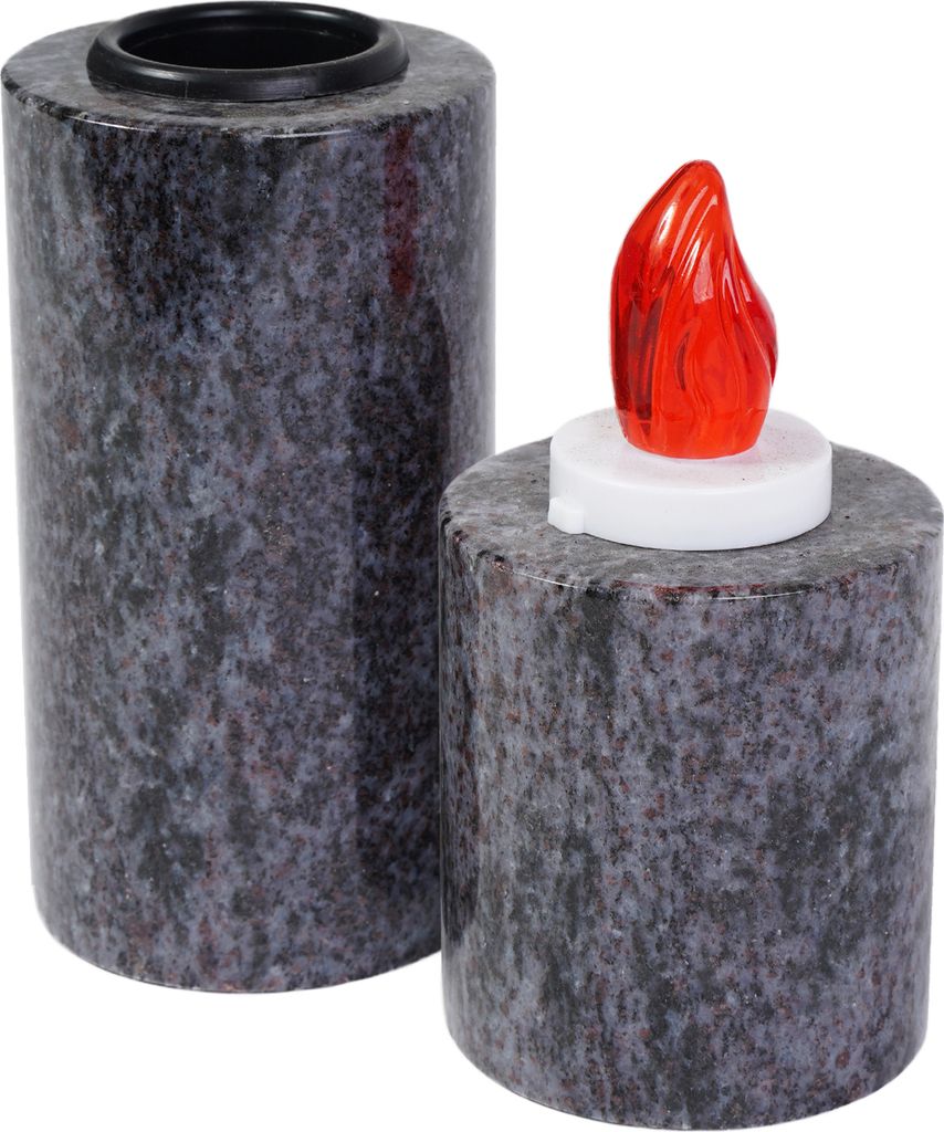 Grab-Set Vase und Kerze aus Granit Orion