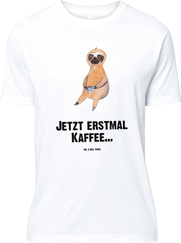 Mr. & Mrs. Panda Größe M T-Shirt Faultier Kaffee - Weiß - Geschenk, Herren, Shirt, Kaffeetasse, Coffee, Tshirt, mit Spruch