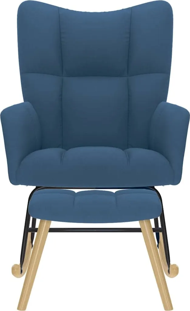vidaXL Sedia a Dondolo con Poggiapiedi Tessuto Blu: Relax Totale