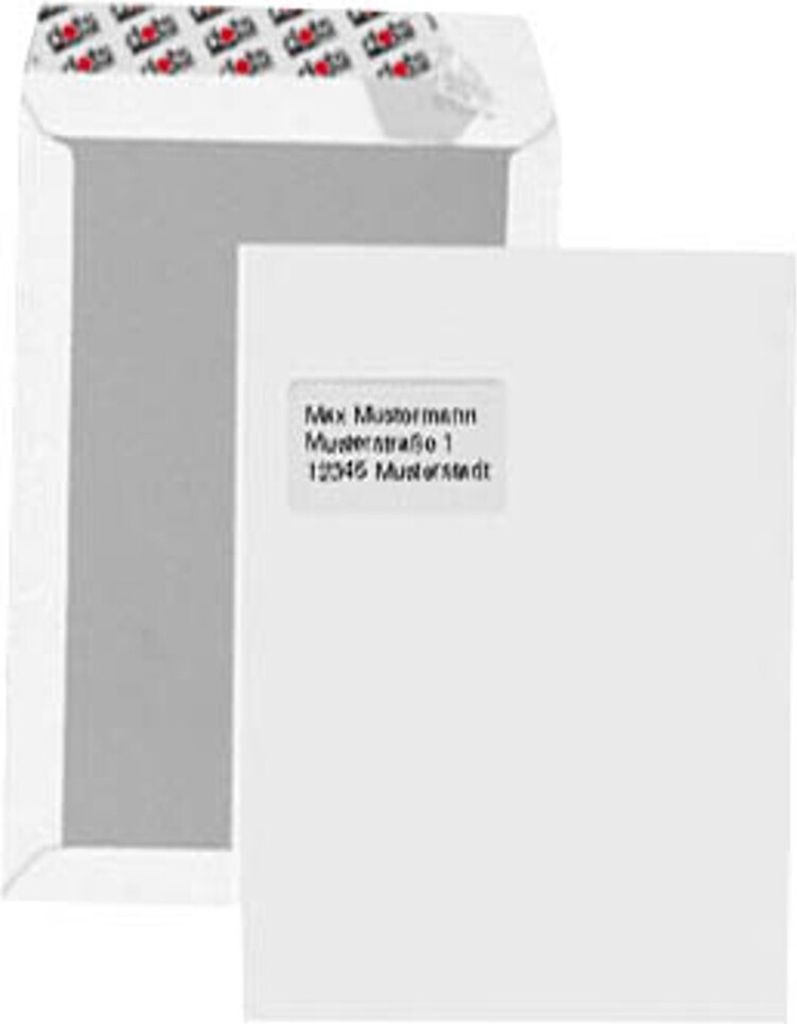 dots Papprückwandtaschen DIN C4 mit Fenster weiß 50 St.