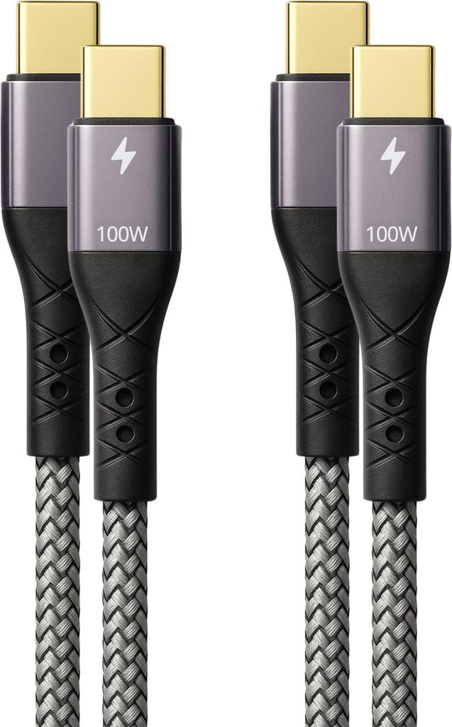 ProfiPatch USB C auf USB C Kabel 2x1m 100W PD 3.0 5A E-Mark Produktbild 