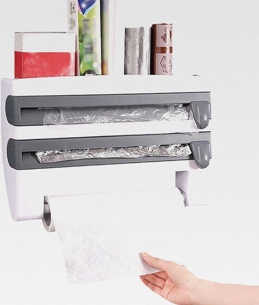 4-in-1 Multifunktionaler Wandhalter Für Frischhaltefolie Und Küchenpapier - Platzsparende Organisation Für Küchen, Einfache Installation, Gute ...