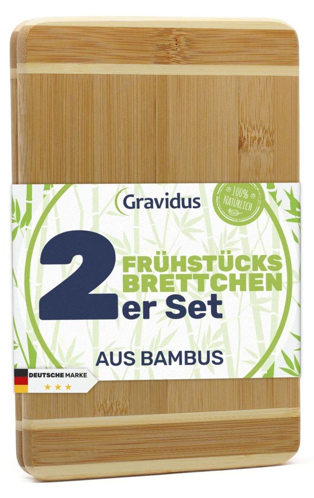 Bambus Frühstücksbrettchen Schneidebretter Set, Menge:2 Produktbild 