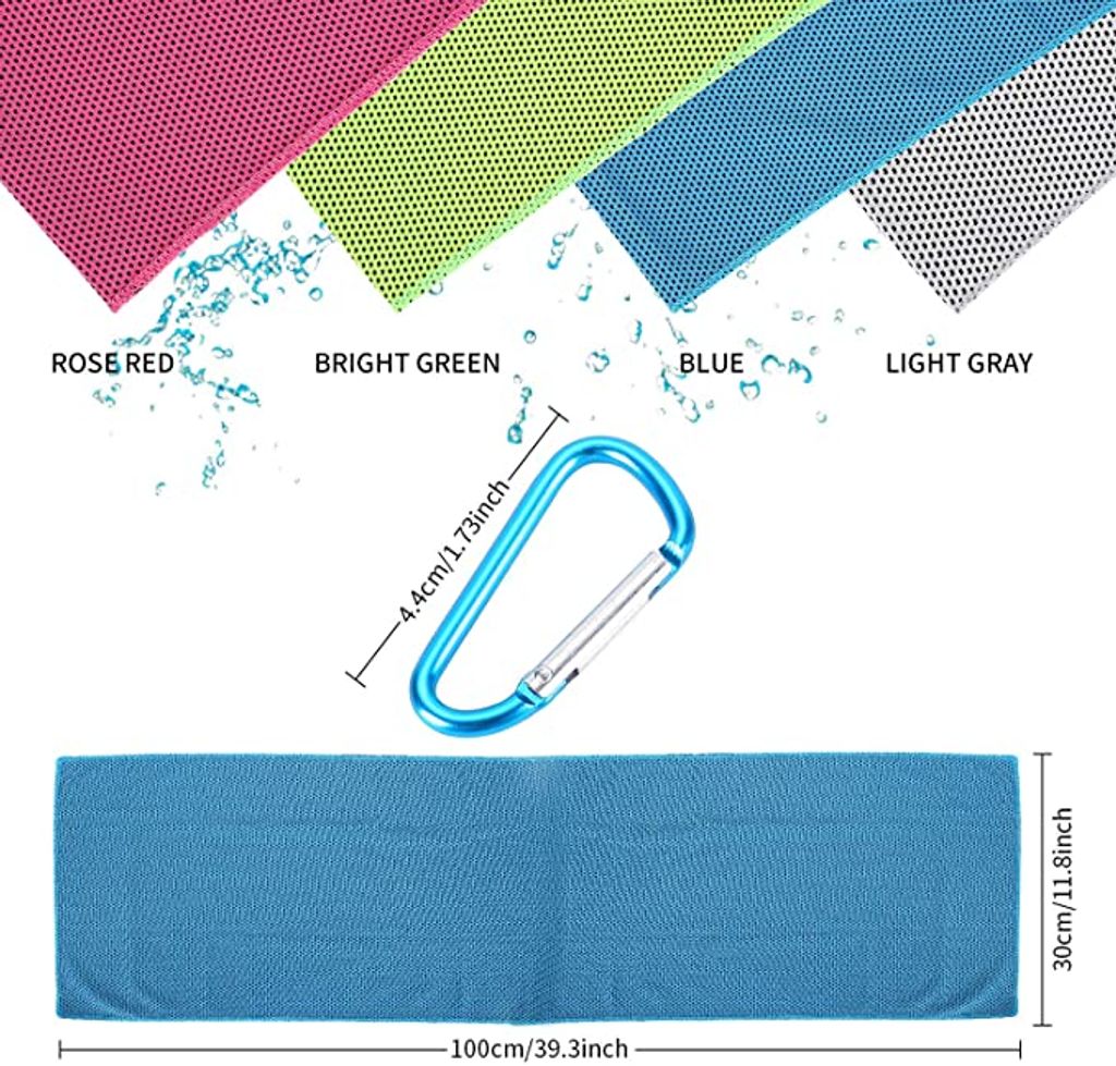 Sukeen Kühlhandtuch Kühltuch 4 Stück(101.6x30.5 C),Kühlendes Handtuch Fitness Handtuch Cooling