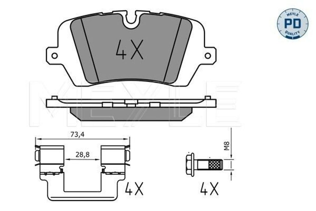 MEYLE 025 257 2016/PD Bremsbeläge Hinten für LAND ROVER Range Rover Sport (L494) Discovery V (L462) Range Rover IV (L405) Defender SUV (L663)