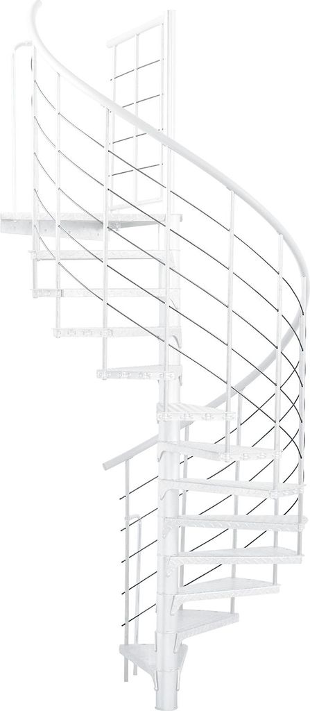 Minka Außenspindeltreppe Spino Zink Color 38 - 305,5cm Geschosshöhe Weiß 180cm Durchmesser