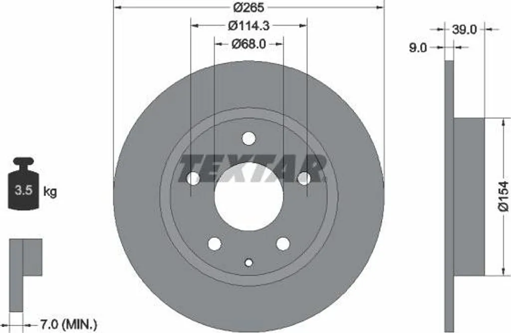 Disque de frein TEXTAR 92267703 OE B45G26251A pour Mazda 3 et CX-30