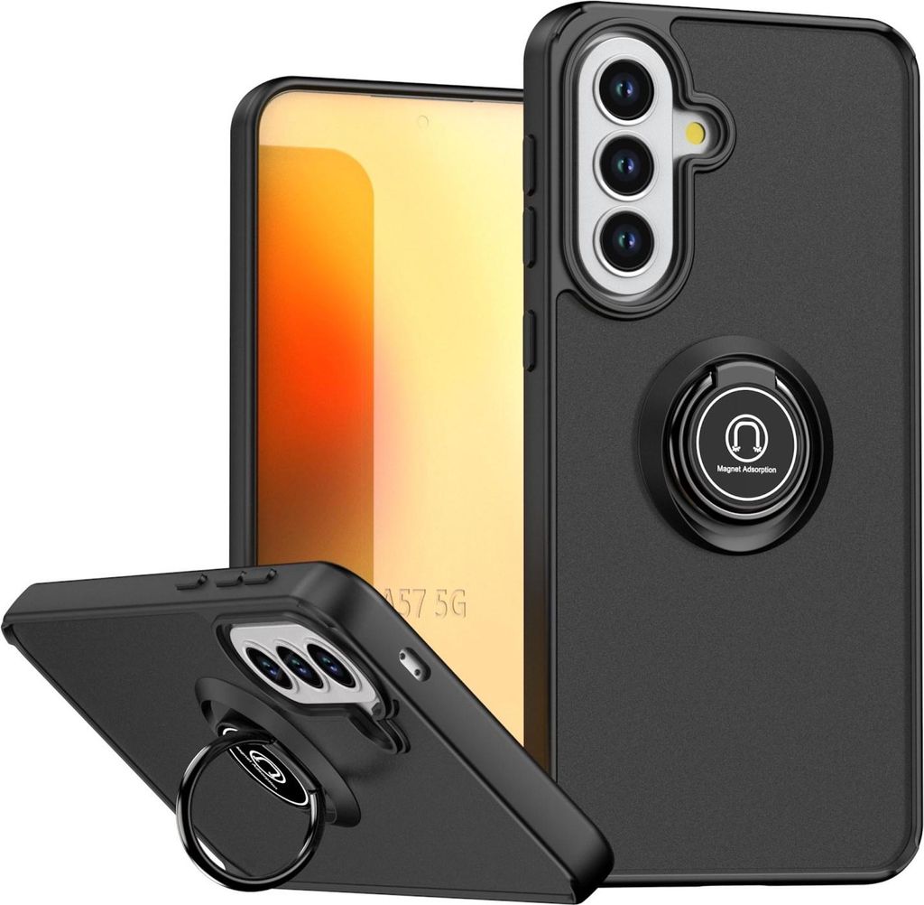 Für Samsung Galaxy A57 5G Q Shadow Series TPU + PC Ring Schutz Hülle Schwarz