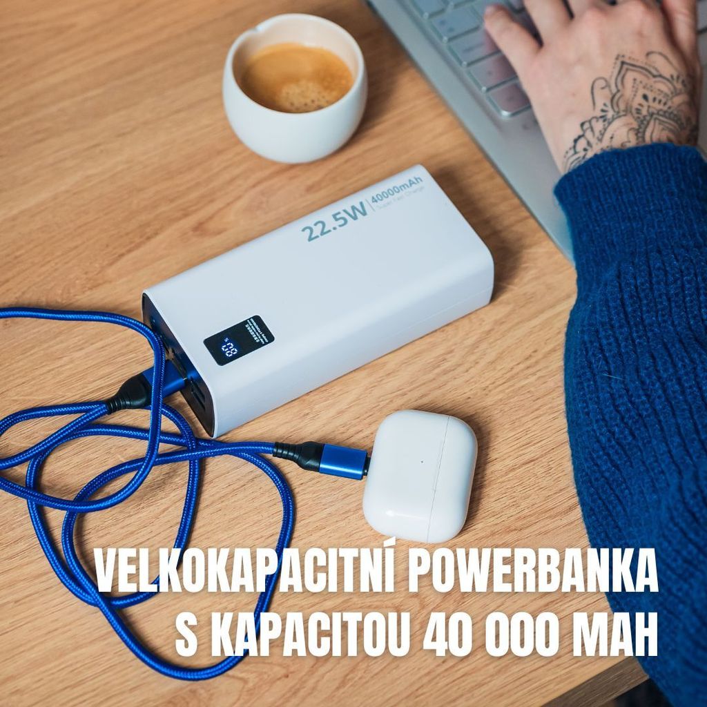 BOT Velkokapacitní powerbanka P12 40000mAh 22.5W bílá Obrázek produktu 