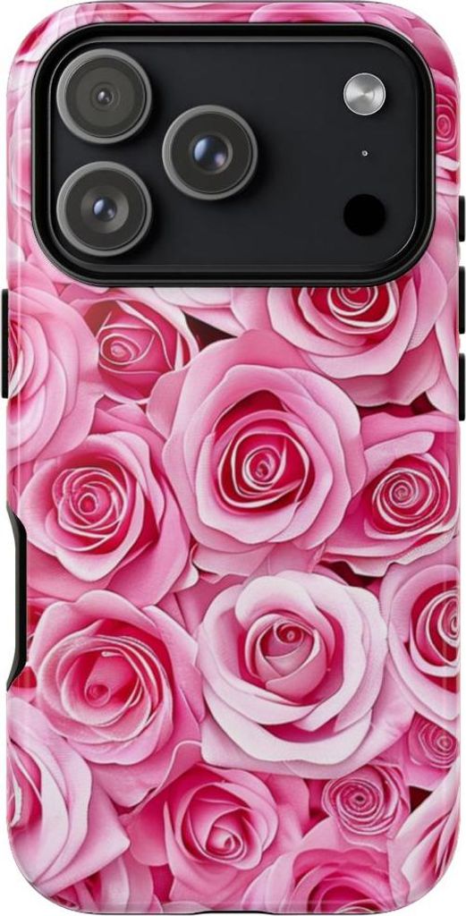 Glänzendes Rosenmuster in Pink – Hülle Kompatibel mit iPhone 17 Pro