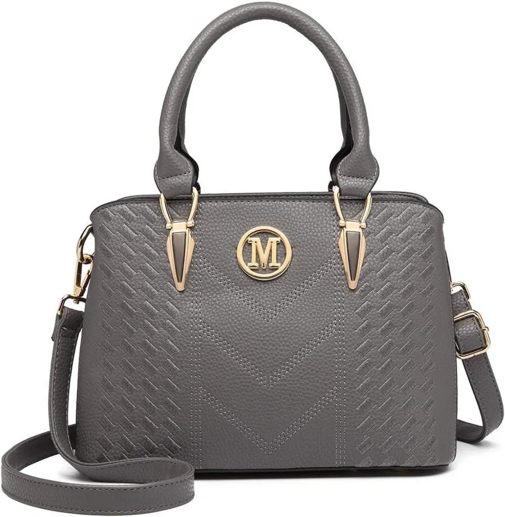 Sac à bandoulière Femme Gris Moyen, cabas chic en cuir PU Miss Lulu