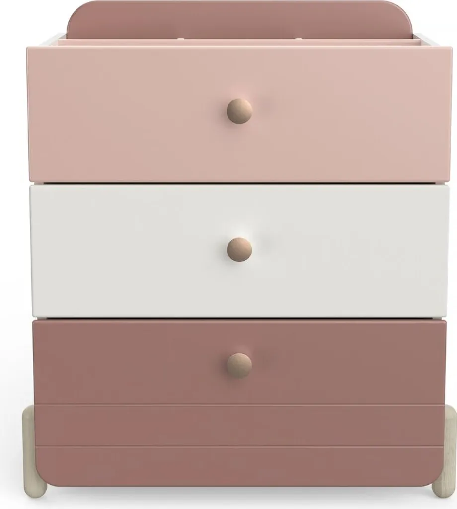 Meuble de rangement bicolore Janne : commode enfant rose et blanche - 5