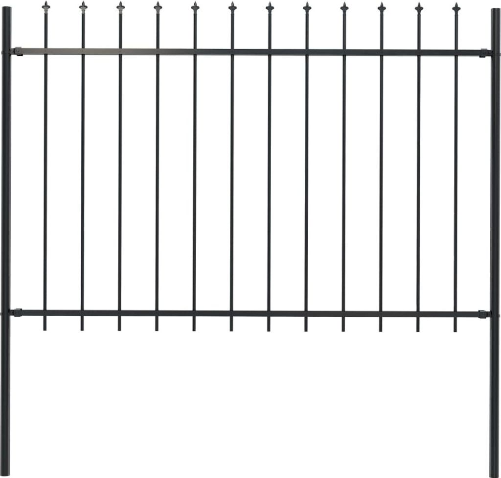 Gartenzaun mit Speerspitzen Stahl 1,8 m Schwarz