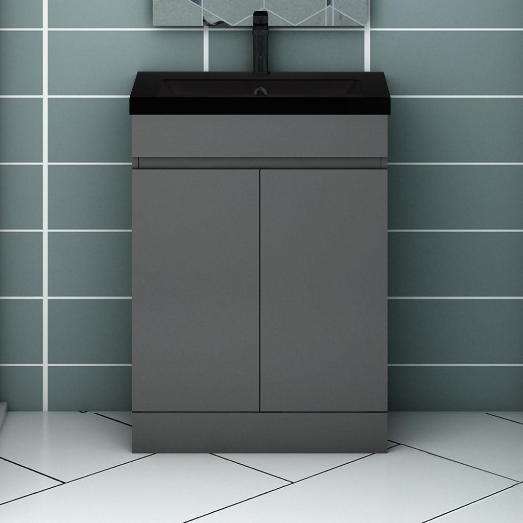 Waschtisch mit Unterschrank LORENZA 60cm Dunklegrau Produktbild 