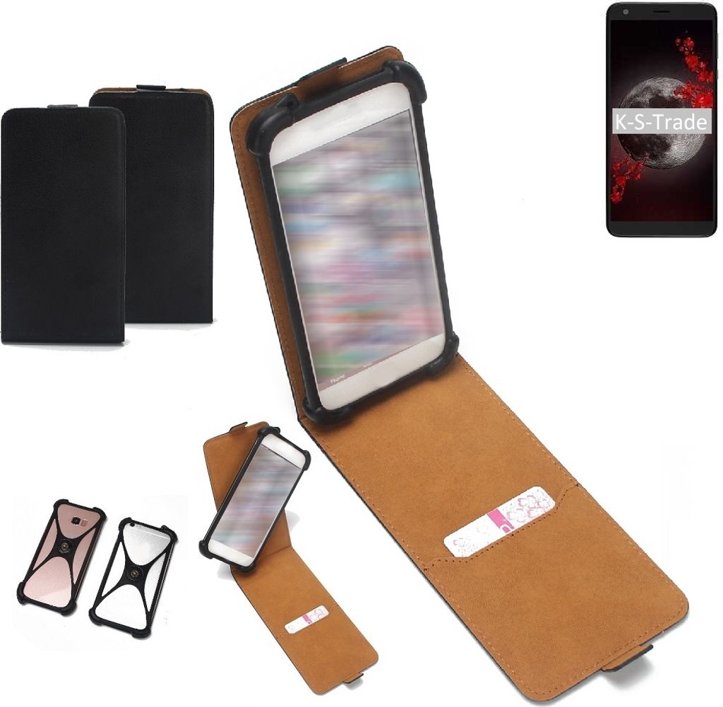 K-S-Trade Handyhülle Schutzhülle kompatibel mit Sharp Aquos B10 Case Cover Flip Style Bumper schwarz 1x