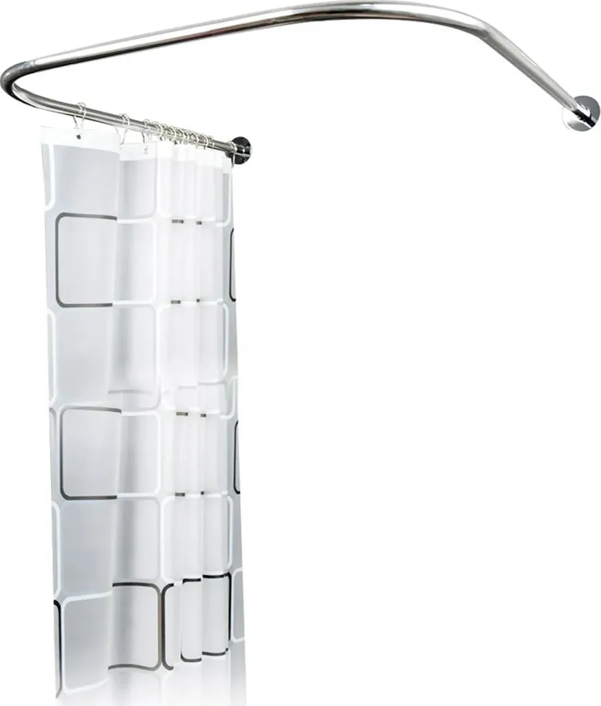 Binario per tenda da doccia, regolabile a forma di U, design resistente e flessibile, argento