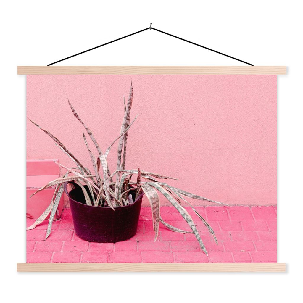 MuchoWow Textilposter Sommer - Rosa - Pflanzen 60x45 cm mit holzfarbenen Rahmen - Bild