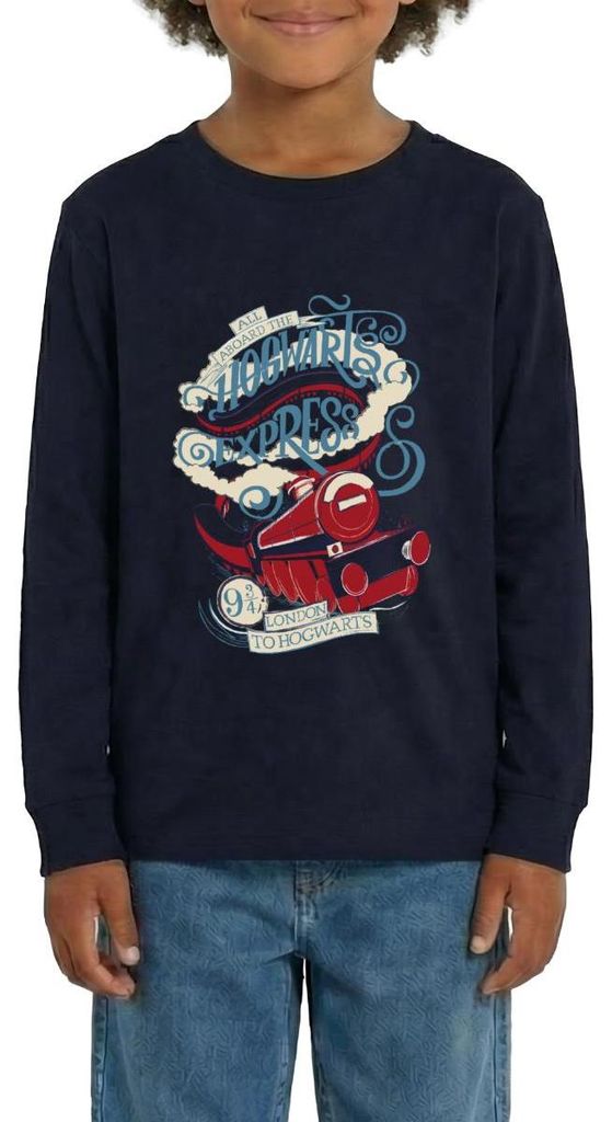 Spreadshirt Harry Potter Hogwarts Express Teenager Premium Langarmshirt, 146/152 (10 Jahre), Navy