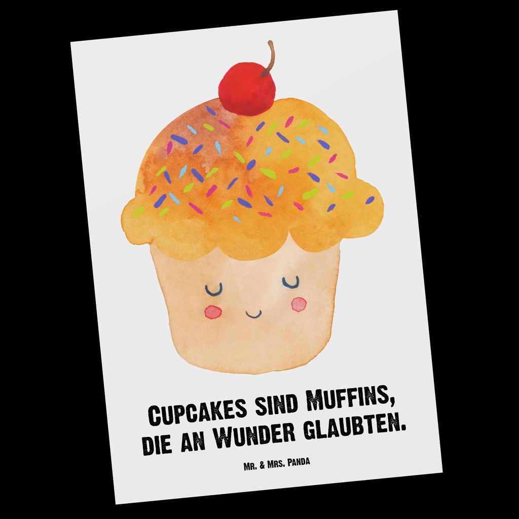 Mr. & Mrs. Panda Personalisierte Postkarte Cupcake - Weiß - Personalisierte Geschenke, Einladung mit Wunschtext, Tiere, Motivation Sprüche, Backe...