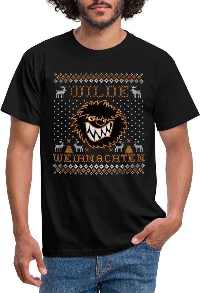 Spreadshirt Die Wilden Kerle Wilde Weihnachten Ugly Christmas Männer T-Shirt, 4XL, Schwarz