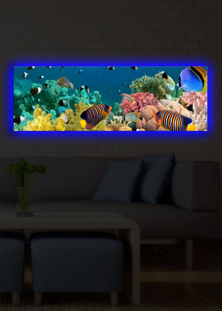 Opviq, 3090DACT- SHN1263, Bunt, Leinwandbilder, 30 x 90 cm, 100% Wildleder -Leinwand