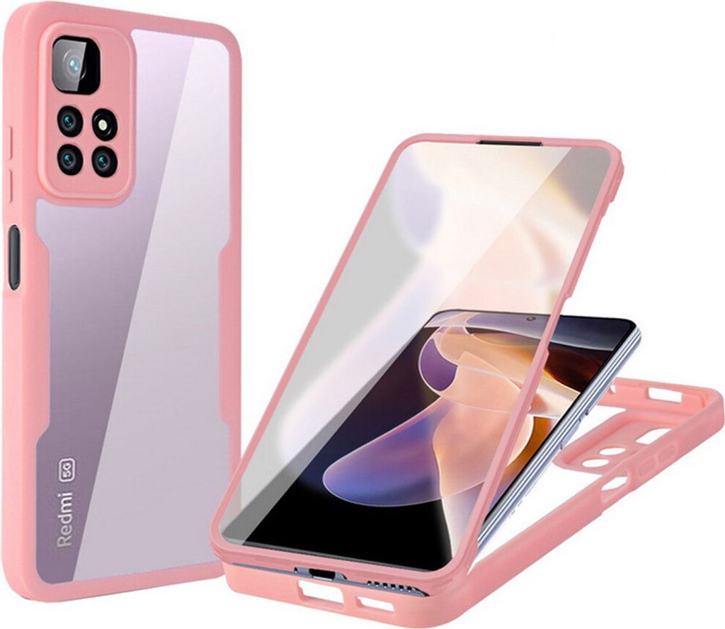Xiaomi Poco M4 Pro 5G Schutzhülle, Eingebautem Displayschutz 360 Grad Komplettschutz Handyhülle für Xiaomi Poco M4 Pro 5G Pink