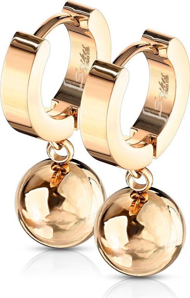 Klappcreolen Creolen Kugel Anhänger Herren Damen Edelstahl Autiga rosegold