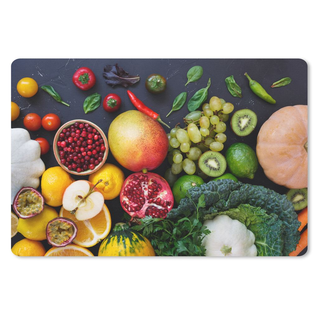 MuchoWow Schreibtischunterlage Kürbis - Paprika - Schwarz 60x40 cm - XXL Mauspad - Großes Mauspad