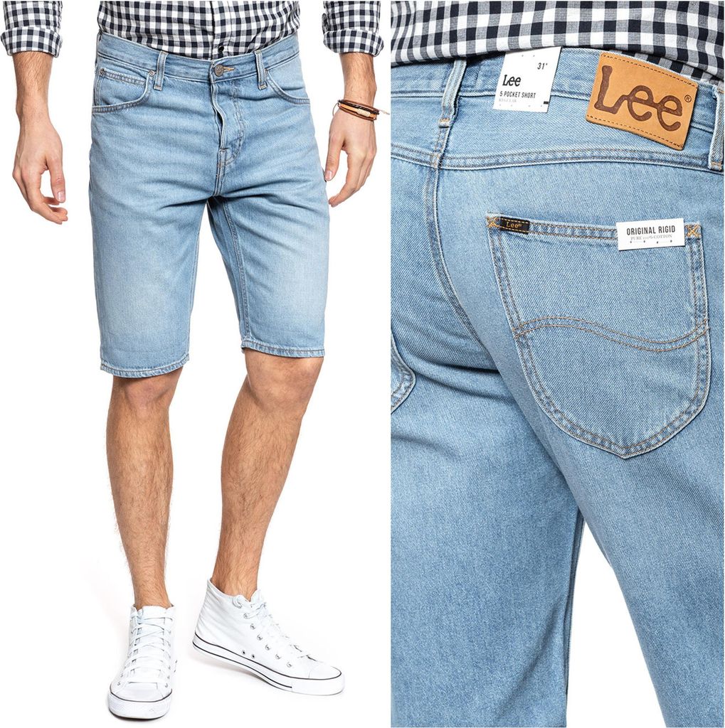 LEE Herren, Shorts 5 POCKET SHORT, Regular fit, W31, Blau, kurze, hosen,