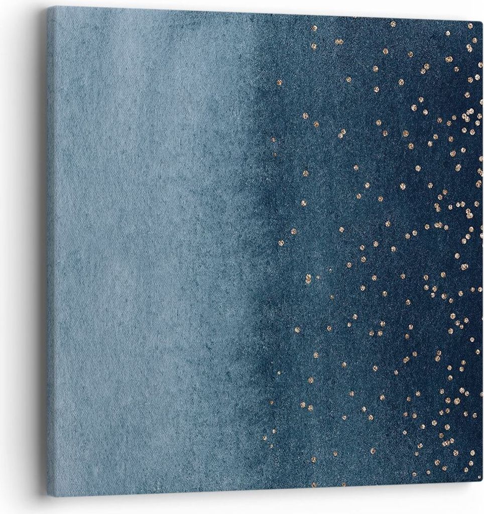 Bild auf Leinwand - Leinwandbild - Einteilig - Blau Golden Hintergrund - 40x40cm - Wand Bild - Wanddeko - Wandbilder - Leinwanddruck - Bilder - Wan...