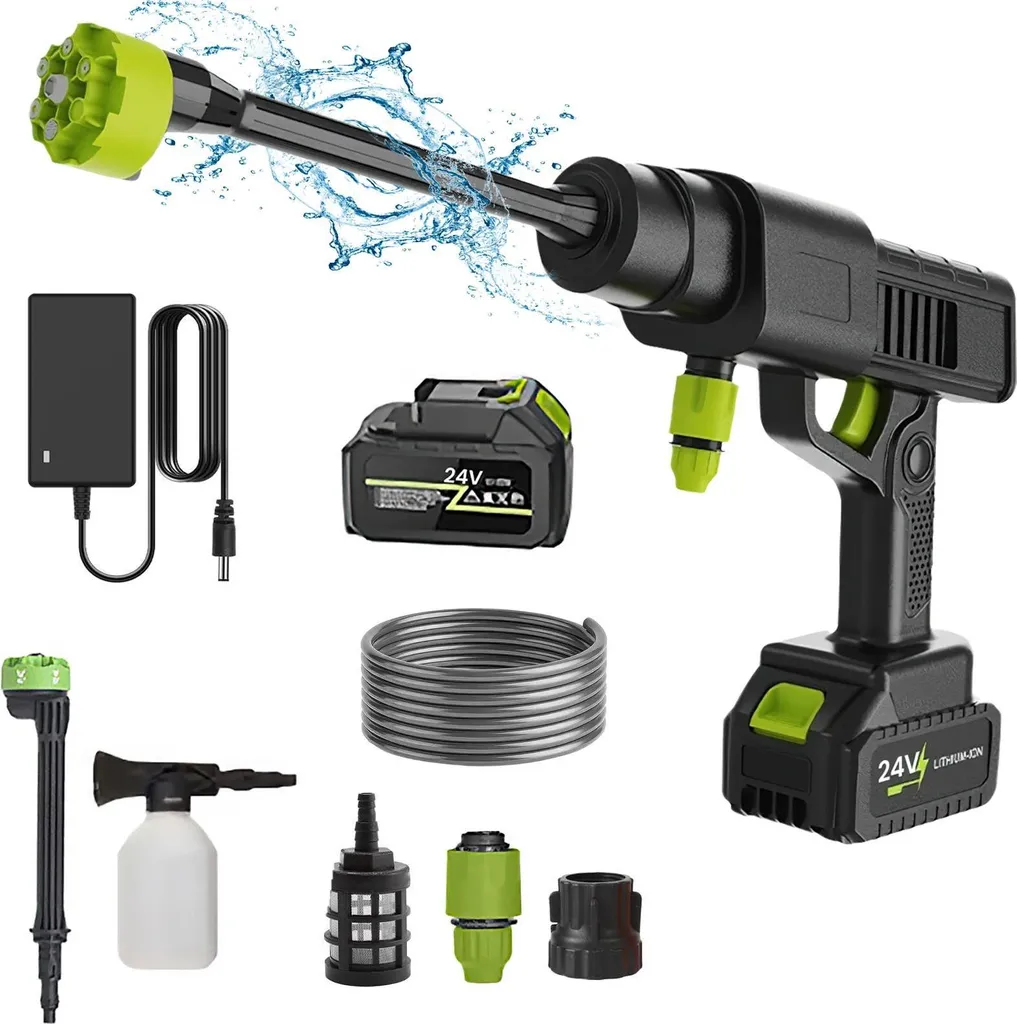 Nettoyeur haute pression sans fil avec buse 6 en 1 et batterie 24V