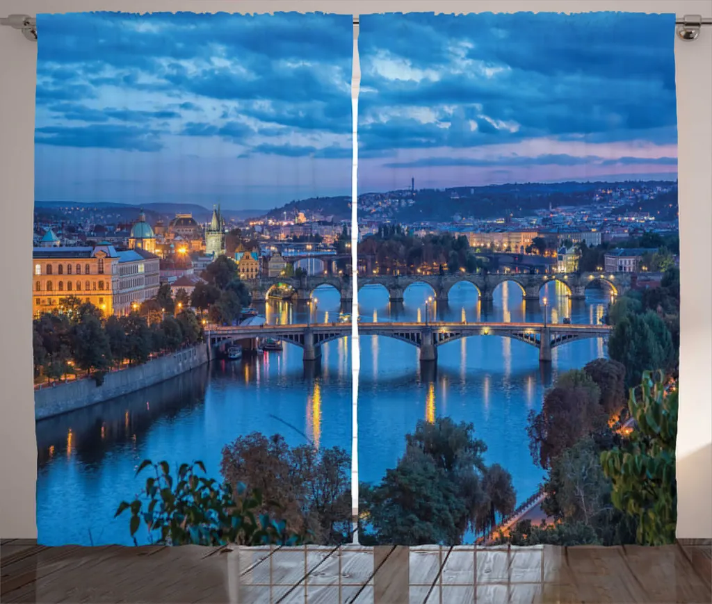 Rideau Universel à Boucles Motif Prague Multicolore XXL 280 x 225 cm