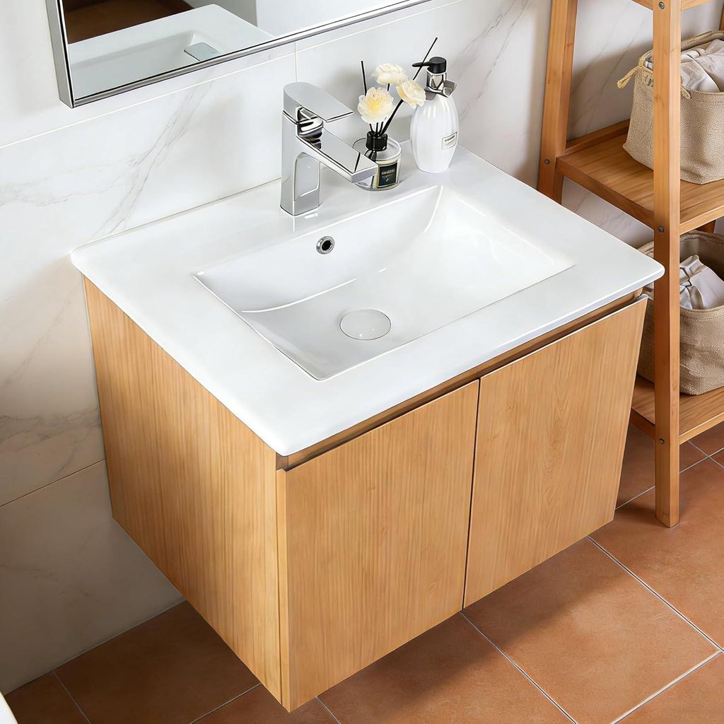LEADZM Waschbecken aus Keramik Weiß 61x46x17 cm Eckig, Produktbild 