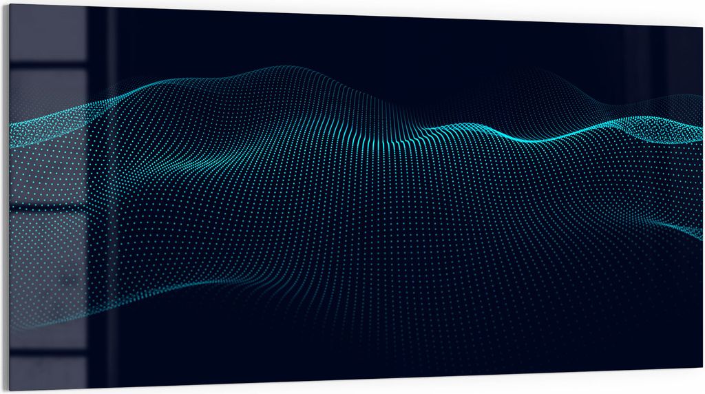 DEQORI Magnettafel Glas 100x50 cm 'Virtuelles Punktegeflecht' beschreibbar Whiteboard
