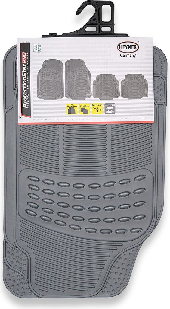 HEYNER® Auto Fußmatte 4er-Set grau Universal zuschneidbar Produktbild 