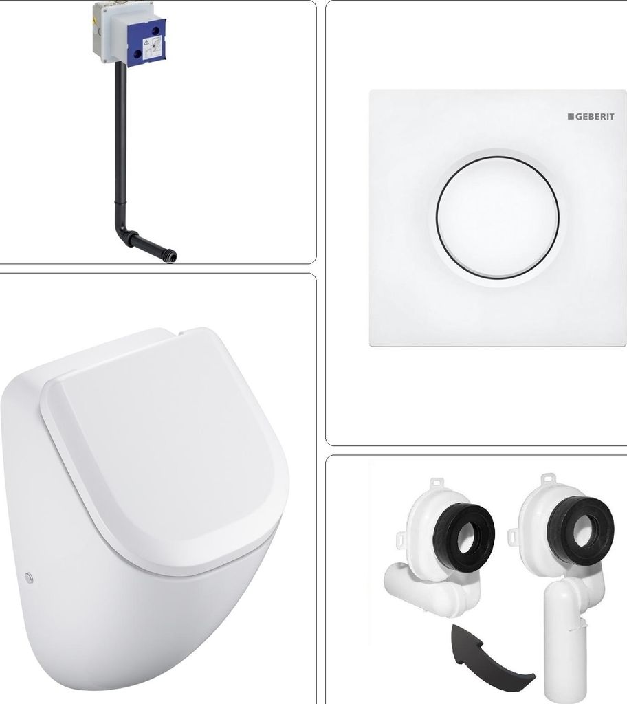 VIGOUR DERBY Urinal spülrandlos mit SoftClose Deckel und Geberit Zubehör, weiß