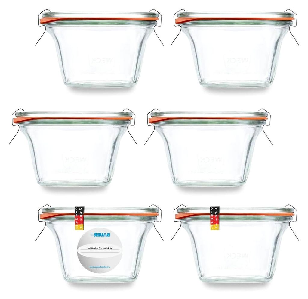Flaschenbauer - Quadroglas 1/4L Einmachglas 250ml verwendbar als Marmeladenglas, Vorratsglas, Konservenglas 6 Stück Inklusive Etikett - Germany