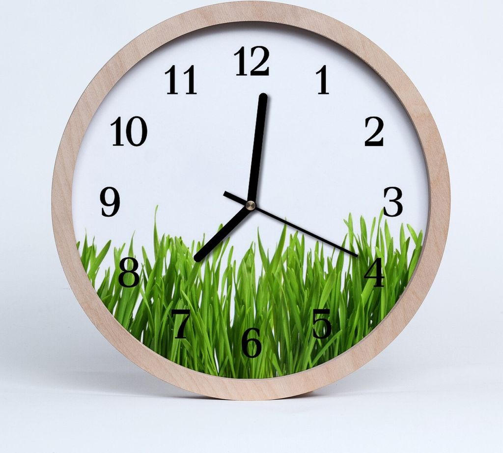 Holzuhr 20fi cm wanduhr - Gras Blumen