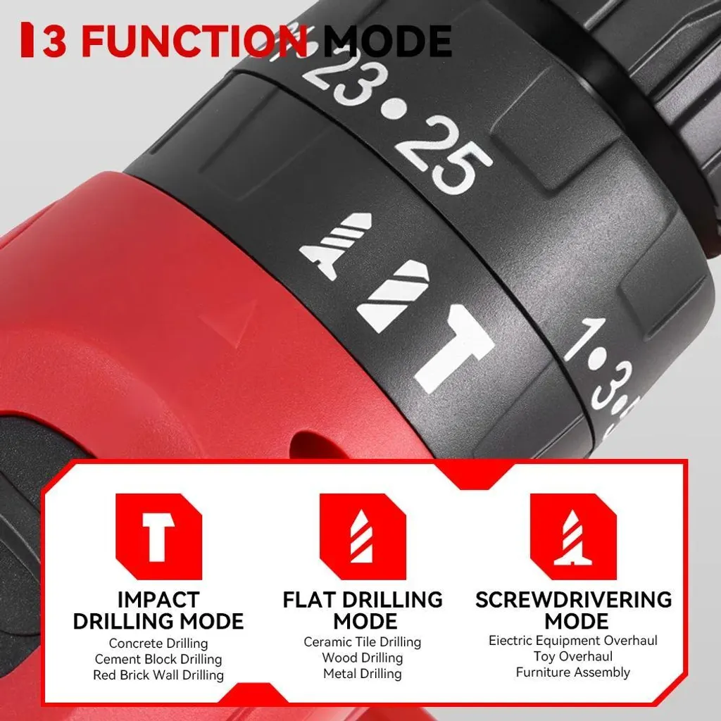 Perceuse-visseuse à percussion sans fil 500W avec 2 batteries - 1600 tr/min
